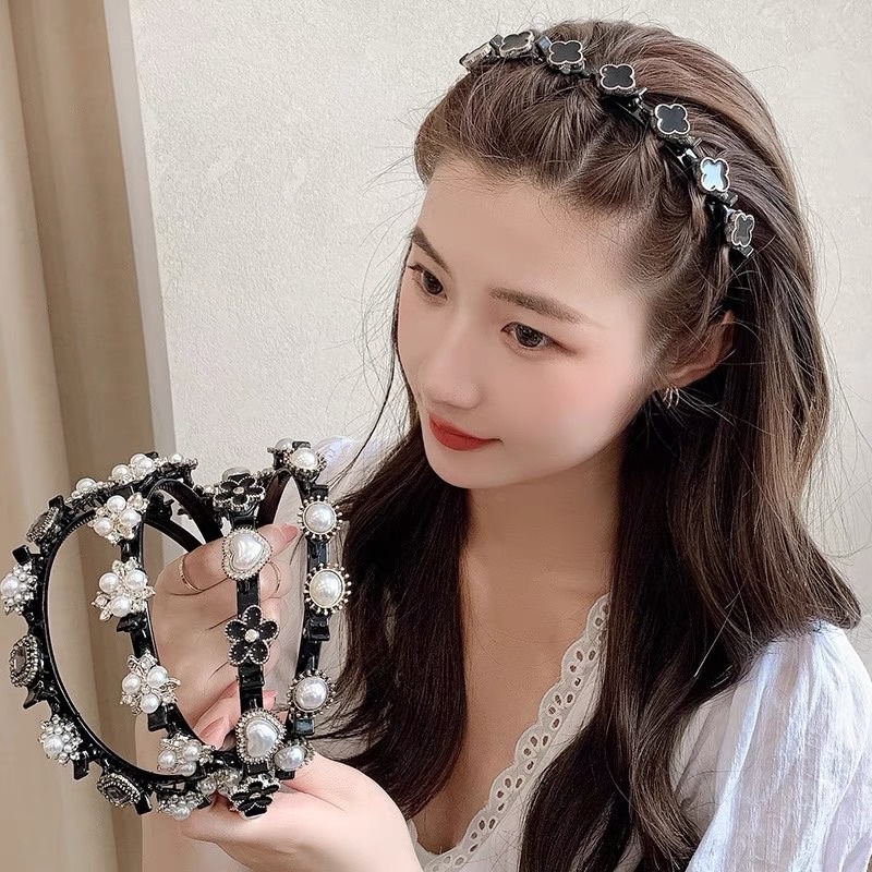 Bando Pita rambut mutiara akrilik Korea