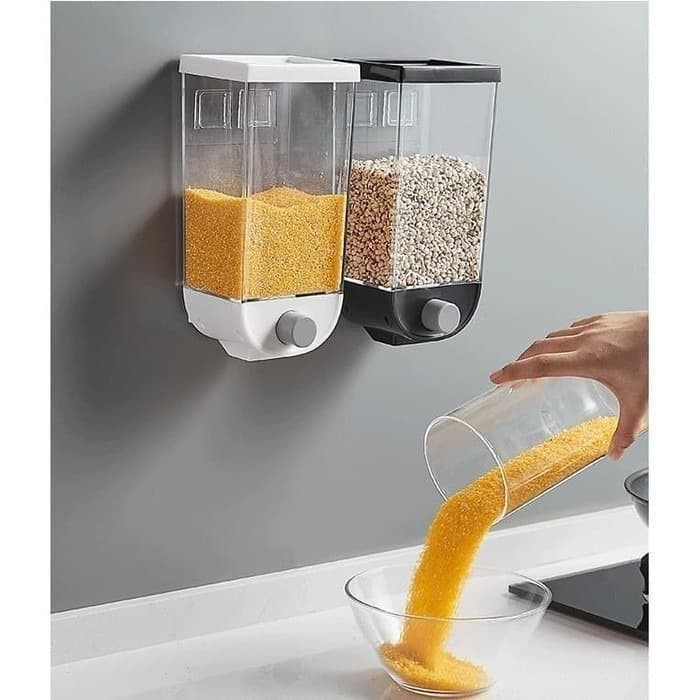 Automatic Wall Food Dispenser tempat simpan makanan bumbu dapur pet 1L