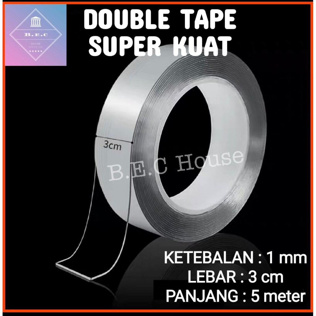 

[180gram][1mmX5meter] Double Tape Nano Tape Ivy Grip Tape Isolasi Selotip 2 Sisi Kuat Dicuci
