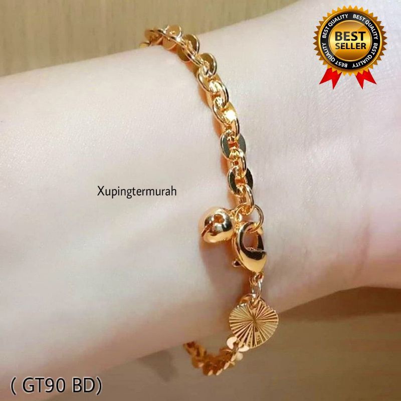 GELANG RANTAI WANITA ANTI LUNTUR / GELANG TANGAN TITANIUM LAPIS EMAS 24K ANTI KARAT