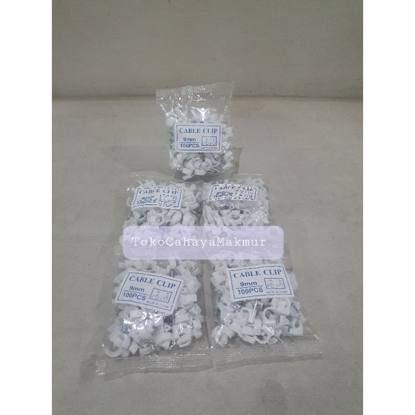 Klem Kabel / Cable Clip 9mm isi 100bh Paku Beton Asli Super Kuat