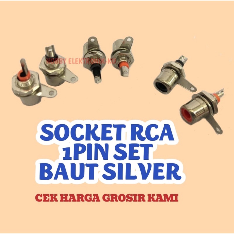 SOCKET RCA 1PIN SET BAUT SILVER