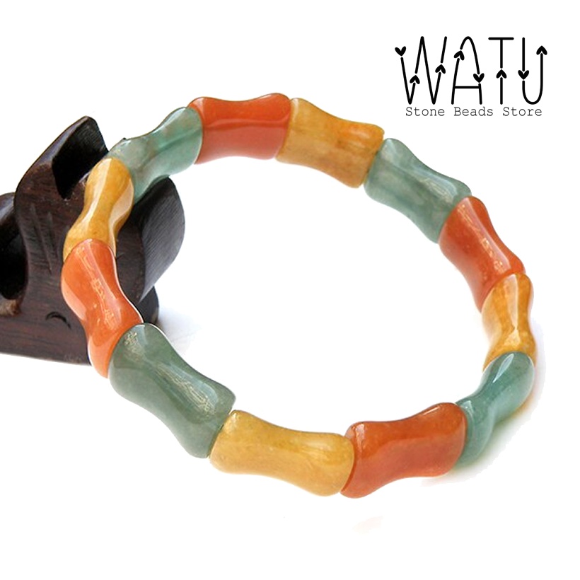 Gelang Tangan Batu Alam Triwarna Giok Model Tulng