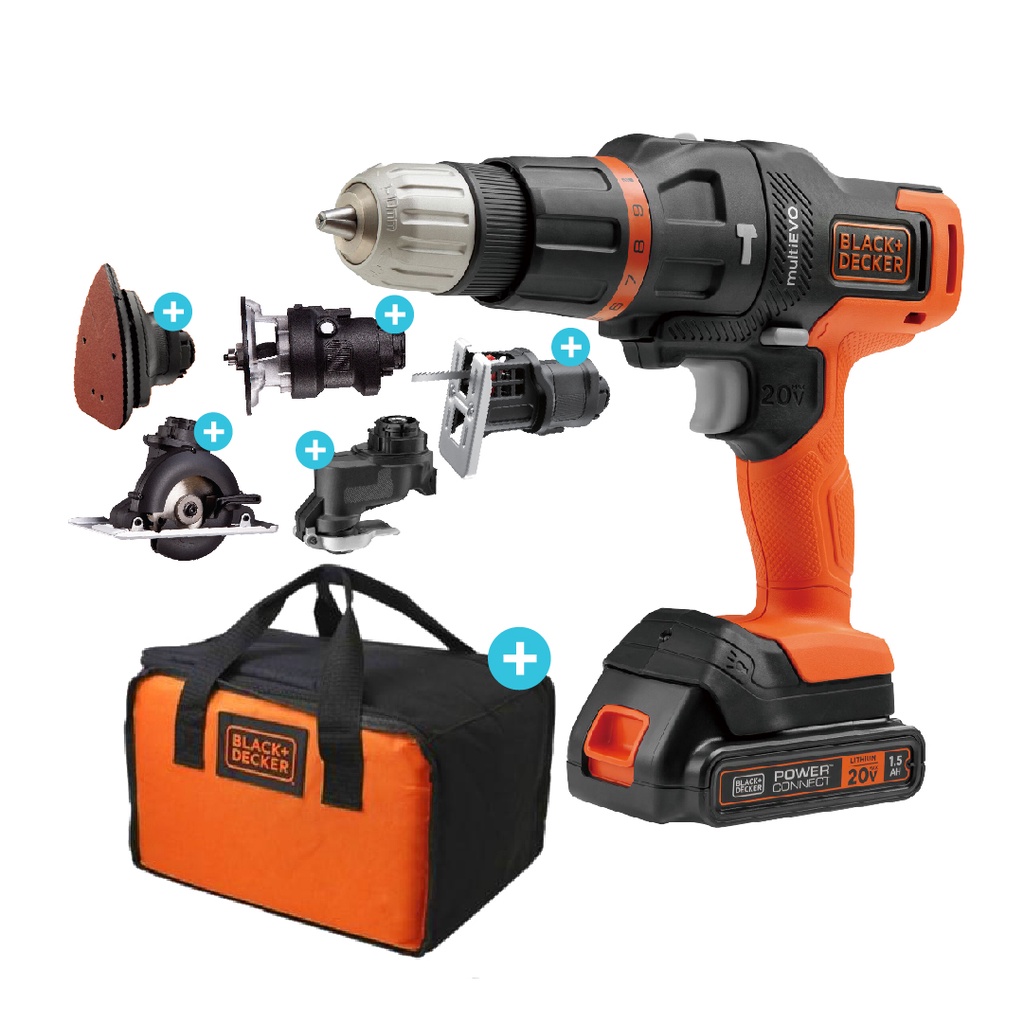 Jual Black Decker Mesin Bor/ Drill Multifungsi Multi Evo 6 Heads Kit