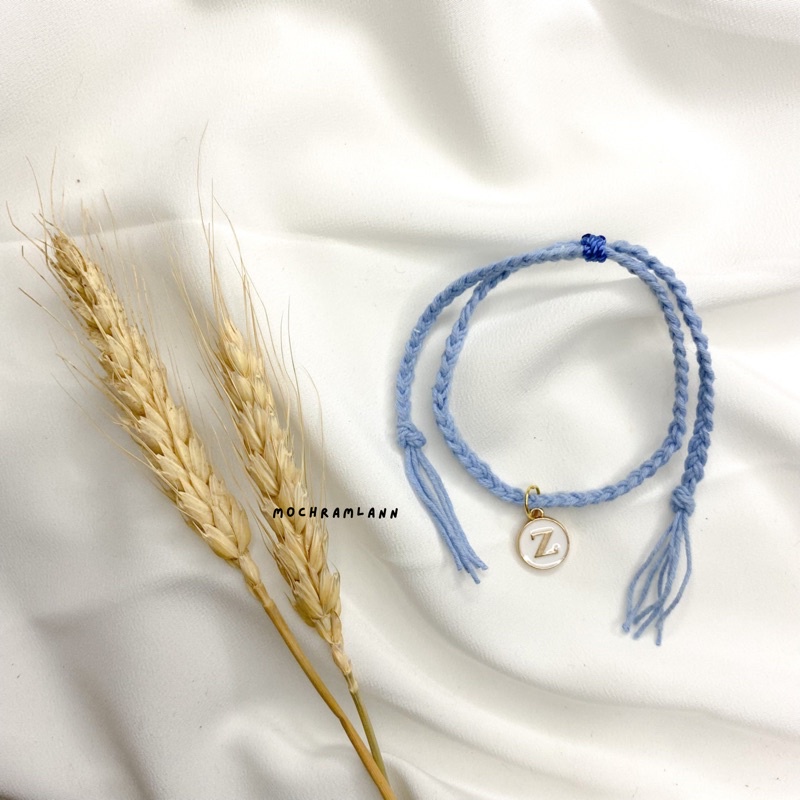 Gelang kepang inisial bulat gantung / Gelang tassel / Gelang Rumbai / Gelang lucu