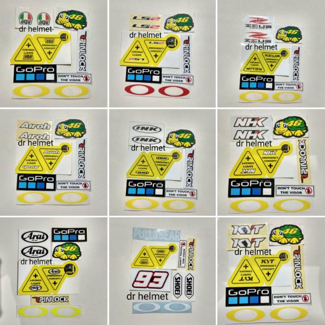Stiker cuttung visor helm set kyt ink agv zeus nhk shoei ls2 arai airoh snail untuk visor flat