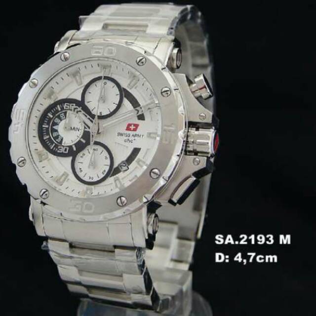Jam Tangan Swiss Navy Sa 2193 Silver Plat Putih Jam Tangan Pria Original