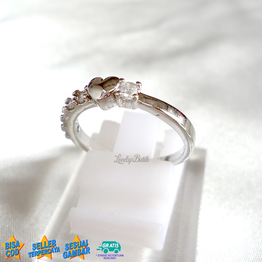 Lovelybutik Cincin Xuping Anti Karat M4rina Cincin Wanita Remaja Terbaru Model Permata Love Mewah