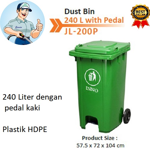 Tong Sampah Dust Bin 240 Liter Pedal jenis Sulo Khusus Sicepat Halu