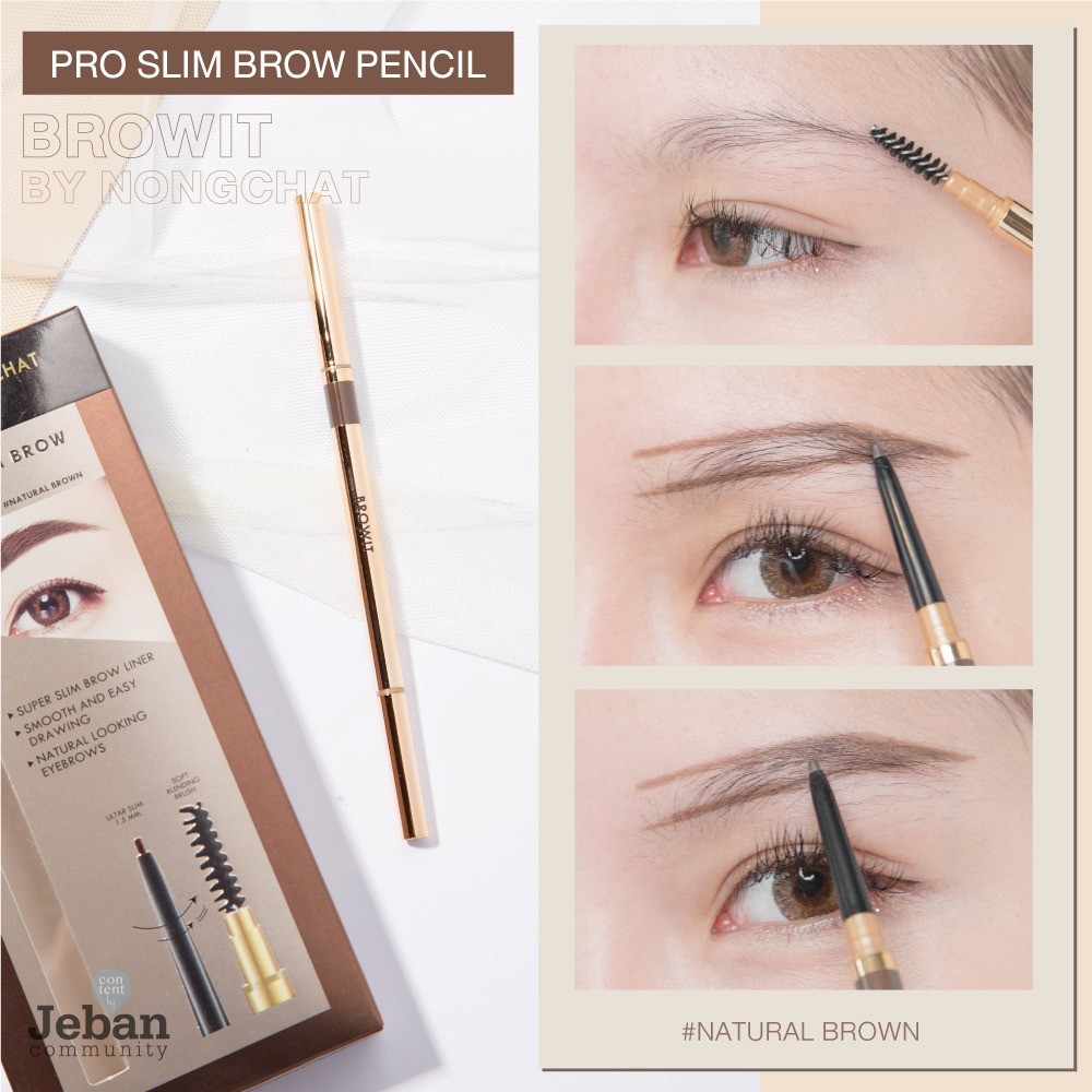 Browit Pro Slim Brow Pencil By Nongchat | Pensil Alis by Nongchat Eyebrow Pencil