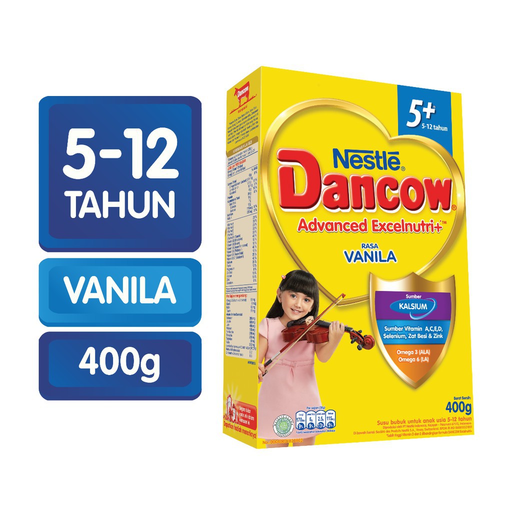 

SUSU DANCOW 5+ RASA VANILLA, MADU, COKELAT LENGKAP 400 GR