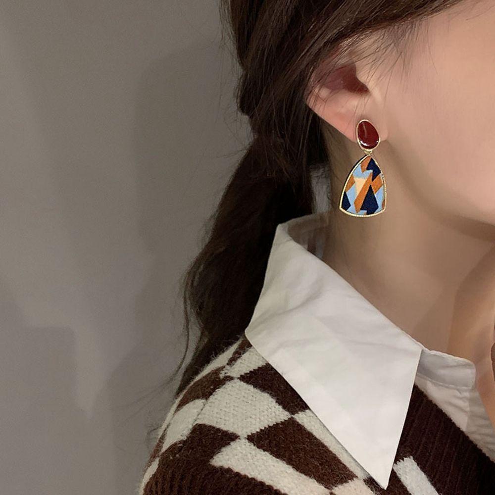 Mxbeauty Anting Tetesan Air Tidak Teratur Geometris Wanita Enamel Fashion Anting Warna Kontras Perempuan Ear Studs