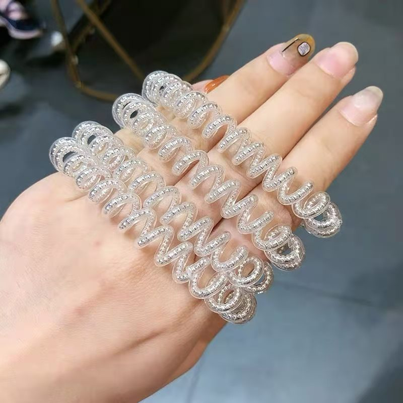 Ikat Rambut Model Kabel Telepon Bahan Karet Elastis Gaya Korea Untuk Wanita