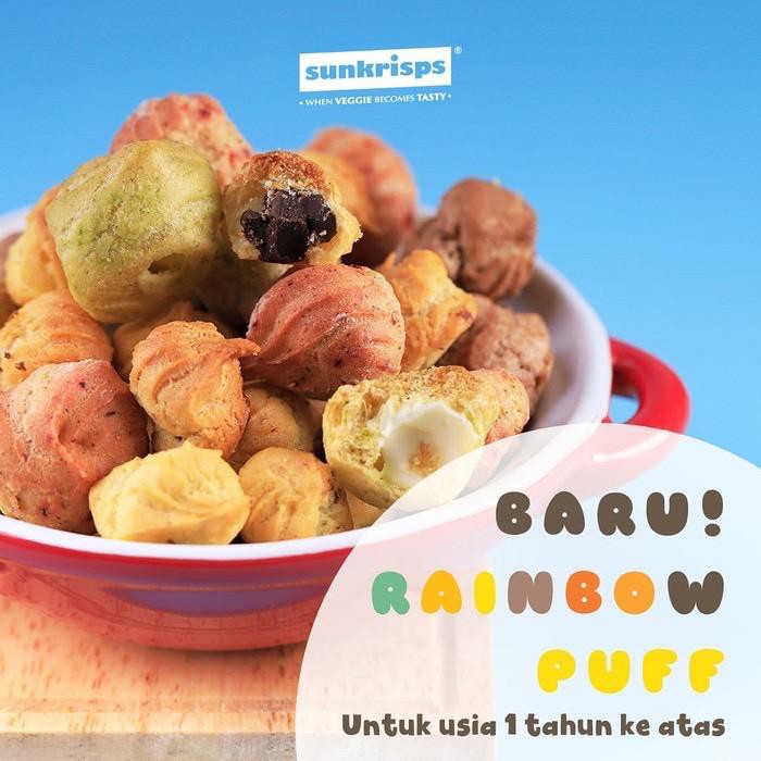 Sunkrisps Rainbow Puff Choco Cheese / Choco Original / Kue Sus Kering Pelangi / Kue Soes Snack Sehat