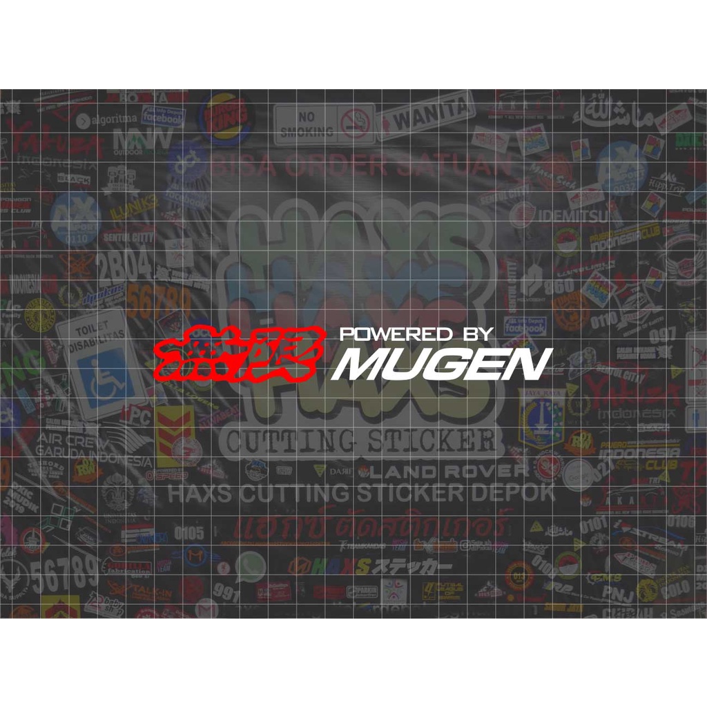 Cutting Sticker Powered By Mugen Ukuran 17 Cm Untuk Motor &amp; Mobil