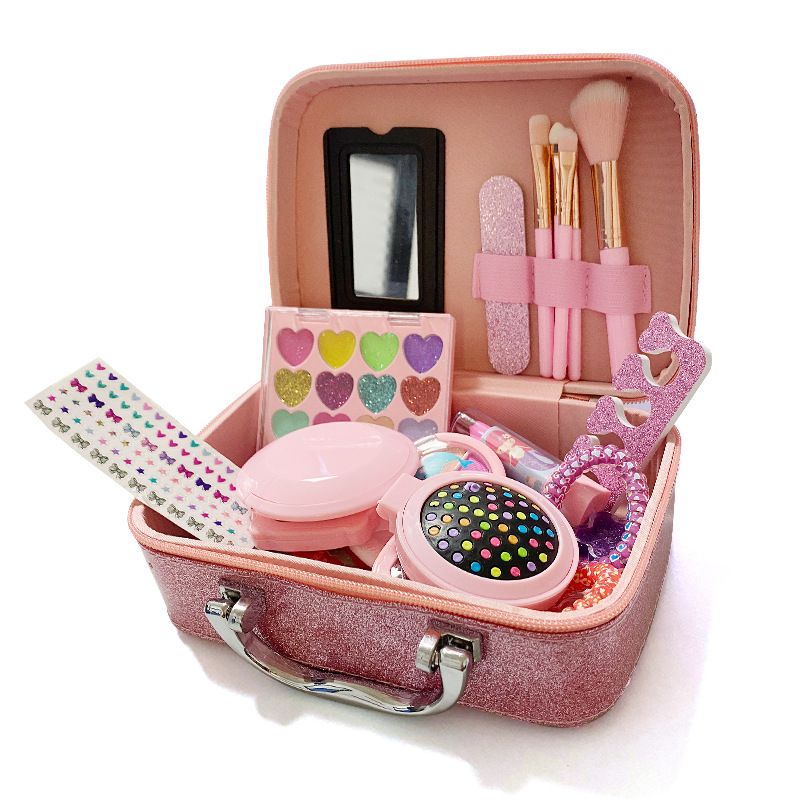 Mainan Make up set Bag/Children pretend plays make up kit set /Mainan make up anak perempuan Kosmetik Fashion Portabel Kado Ulang Tahun Cewek Set Make Up Lengk