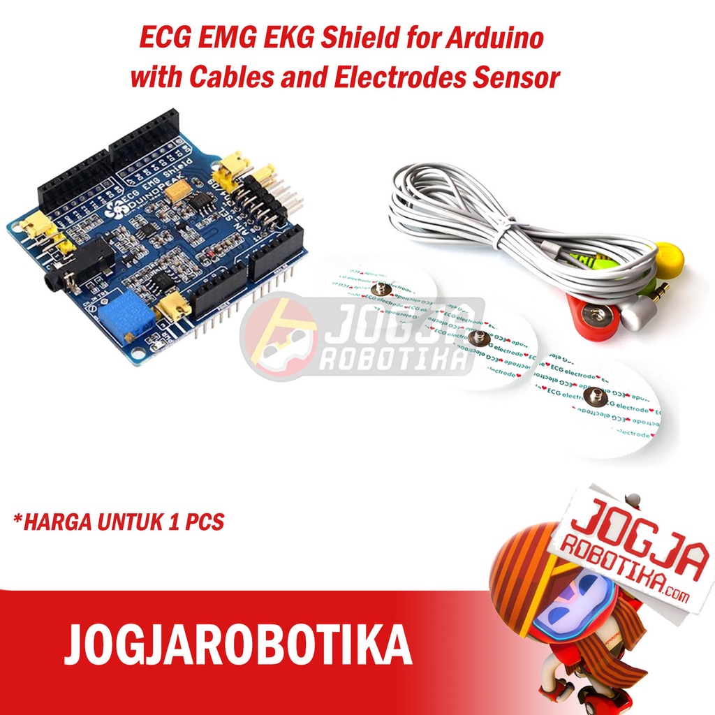 Jual ECG EMG EKG Shield for Arduino with Cables and Electrodes Sensor ...