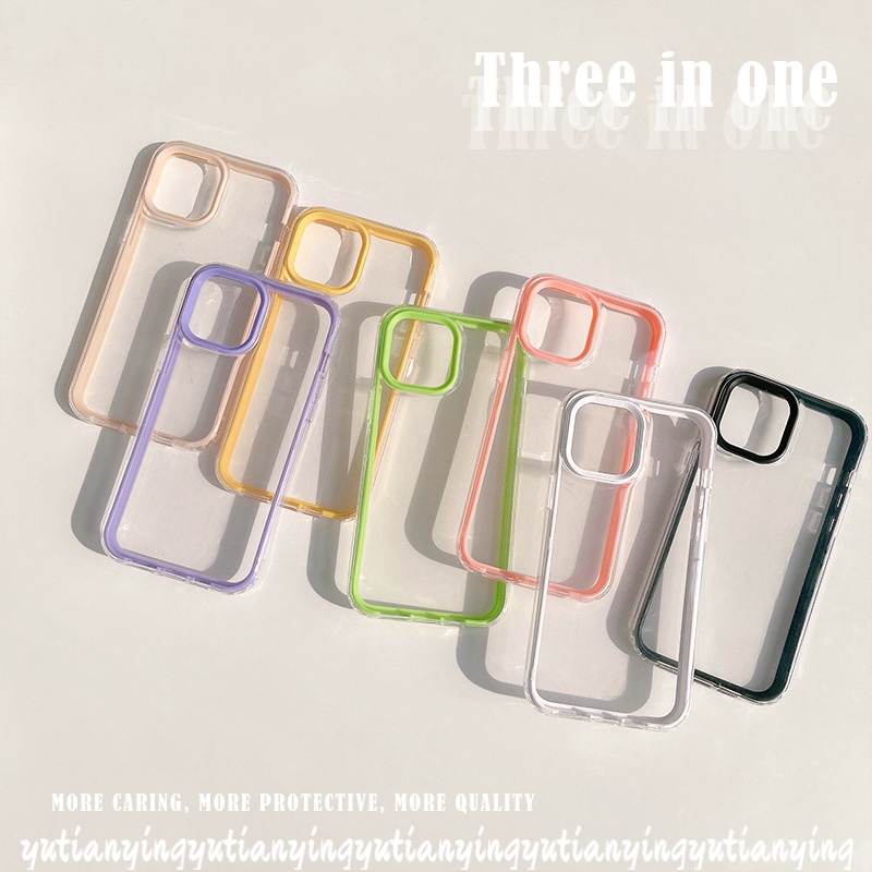 3in1 Case Transparan Macaron Shockproof Untuk Vivo Y20 / Y21 / 2021 / Y33S / Y15S / Y01 / Y91C / Y1S / Y21T / Y21S / Y33T / Y17 / Y12 / Y15A / Y20i / Y30i / Y20s / Y30i / Y20s / Y30i / Y20s / Y30i / Y20s