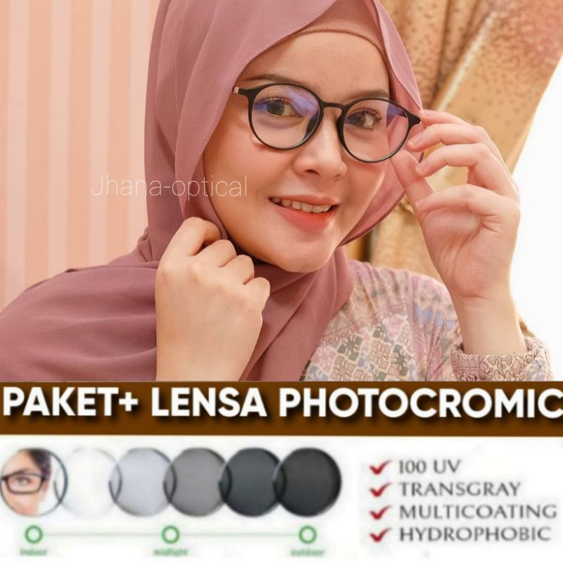 KACAMATA PHOTOCROMIC ANTI RADIASI BLUERAY MINUS BULAT LENTUR PRIA &amp; WANITA 2182