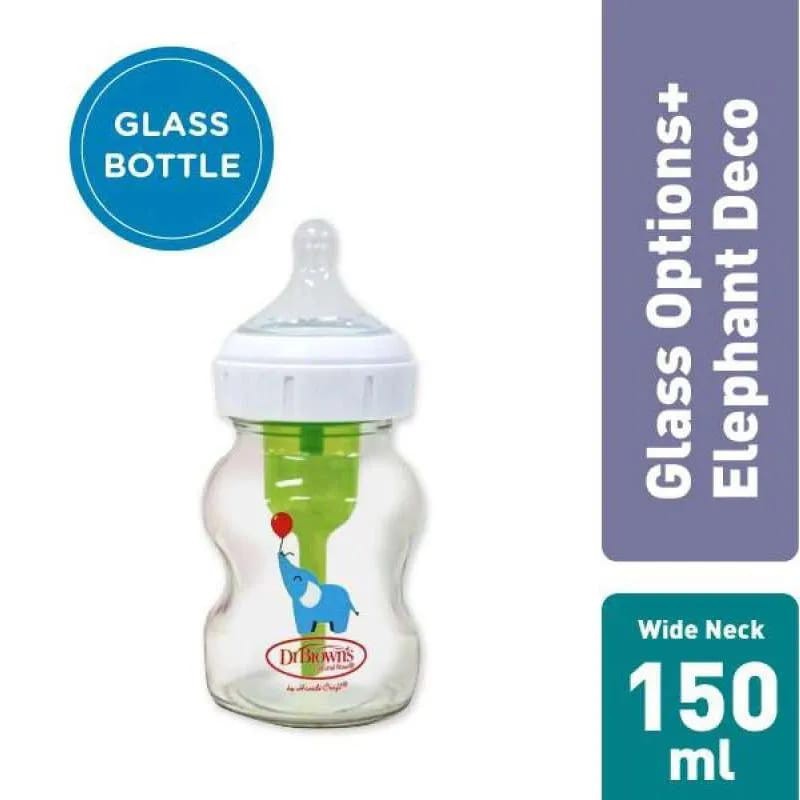 Dr. Brown's Glass Wide-Neck 51621 Options+ Elephant Deco Botol Susu Kaca [150 mL]