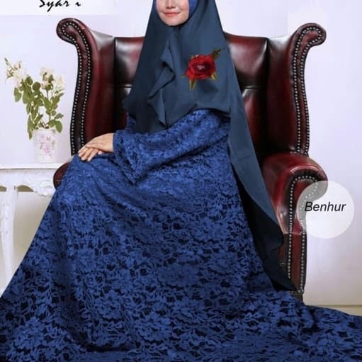 PREMIUM GAMIS PESTA BRUKAT WANITA FORMAL FASHION MUSLIM MUSLIMAH BARU TERMURAH - NAVY