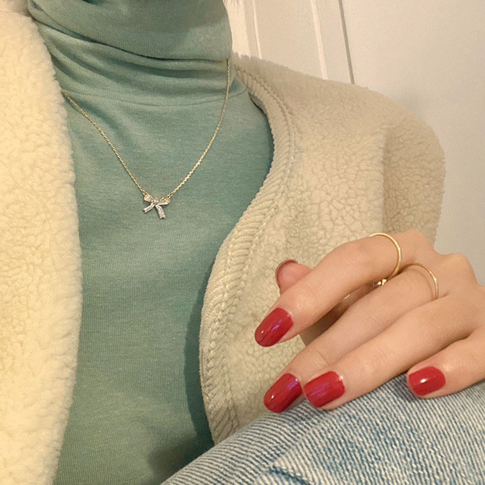 【COD Tangding】Bowknot Necklace Female Niche Design Clavicle Chain New Choker Accessories Fashion Jewelry