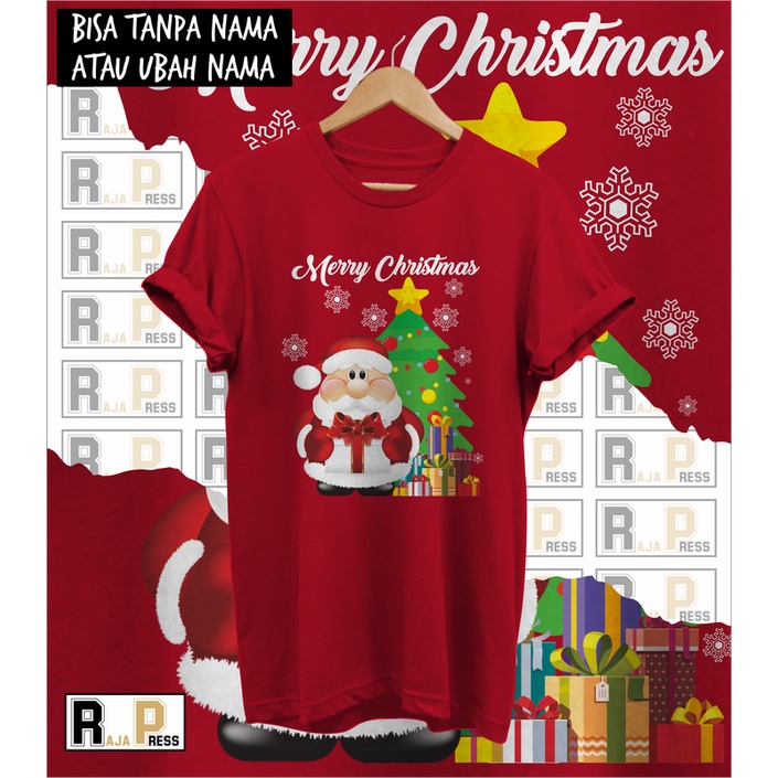 KAOS NATAL SANTA GENDUT MERRY CHRISTMAS SANTA CLAUS KATUN COMBED 30S