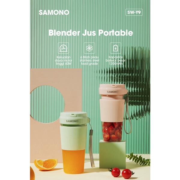 Samono 350ML SW-Y9 Juicer Plastik Blender Portable USB 6 Mata Pisau Blender Mini 1200mAh Food Grade SW-Y9