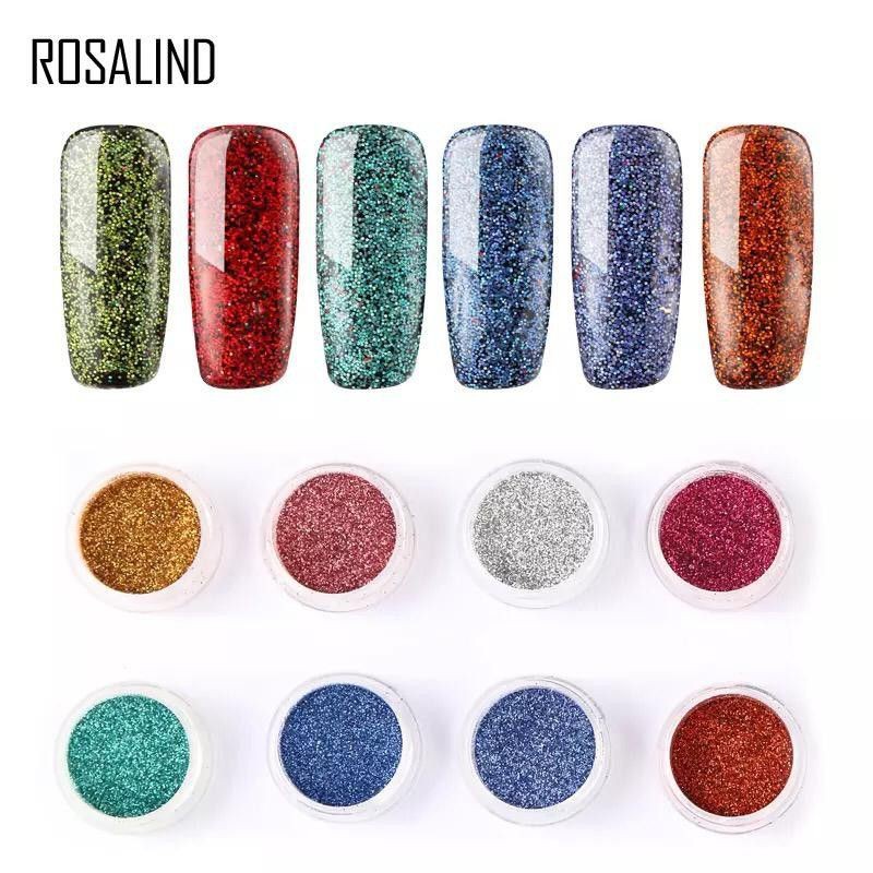 ROSALIND Bubuk Glitter Holographic Warna Untuk Dekorasi Nail Art Murah