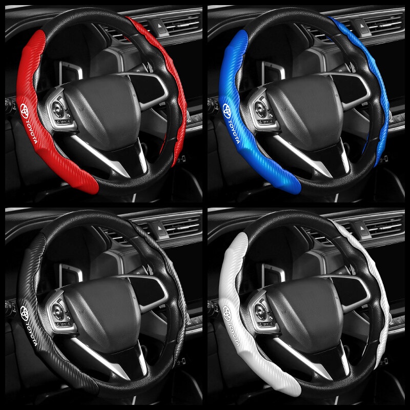 2pcs Cover Stir Mobil Bahan Karbon Fiber Breathable Untuk Toyota Camry Altis Vigo Fortuner CHR Vios Yaris Ativ Hilux