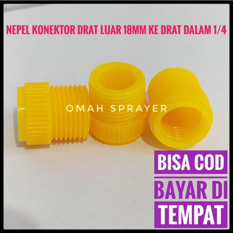 Nepel Konektor Drat Luar 18mm ke Drat Dalam 1/4 SNI Umum