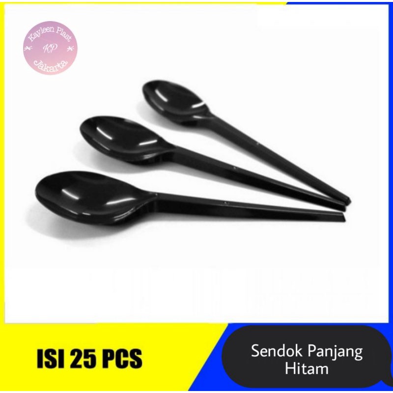 Sendok Plastik Hitam Food Grade Higienis per 25pcs