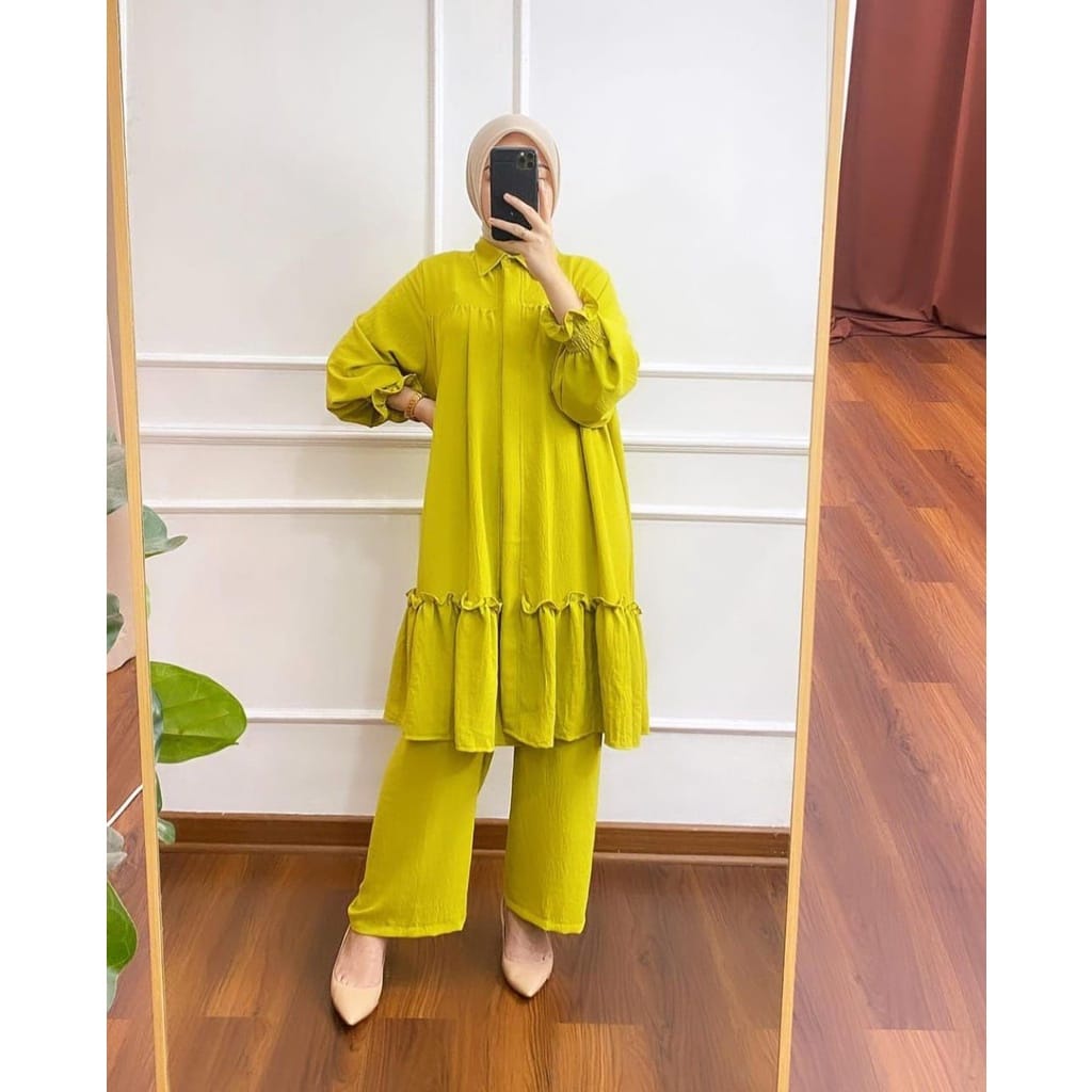 HAVANA SET TUNIK DAN KULOT CRINCLE AIRFLOW PREMIUM / SETELAN BAJU WANITA KEKINIAN / SETELAN BAJU MUS