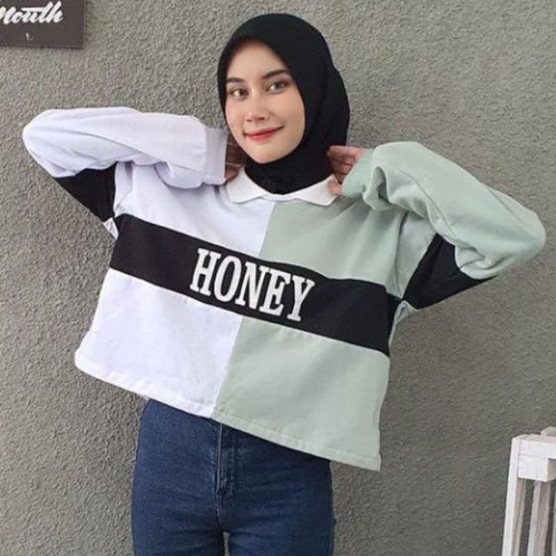 Sweater wanita HONEY COLLAR CROOPE Sweater crop