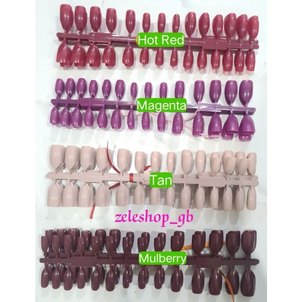 KUKU PALSU WARNA BENTUK SILLETO GLOSSY ISI 28Pcs