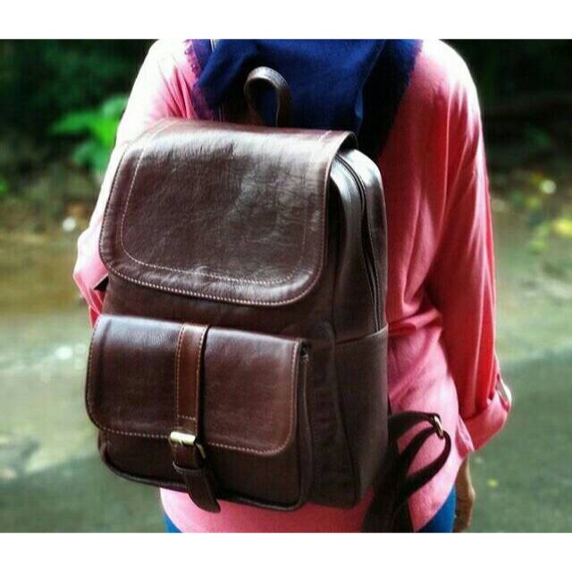 Tas ransel punggung backpack wanita kulit sapi asli custom
