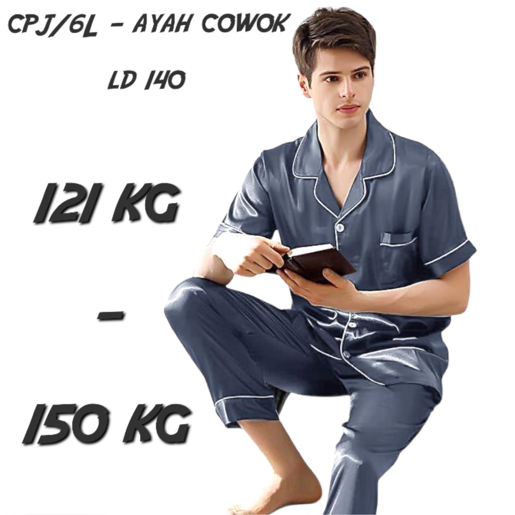 Baju tidur cowok pria celana panjang lengan pendek LD 140 130 120 110 100 piyama set pajamas