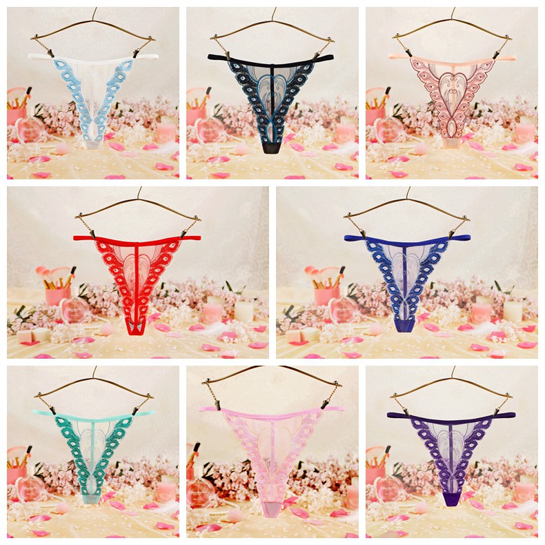 Celana Dalam Underware Wanita Bahan Lace Lembut Halus G String Sexy bersulam Transparant c223-1