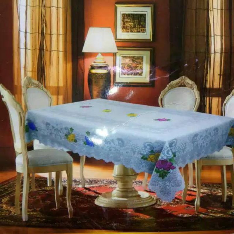 Taplak Meja Makan Persegi Polyester Premium 8-10 Kursi