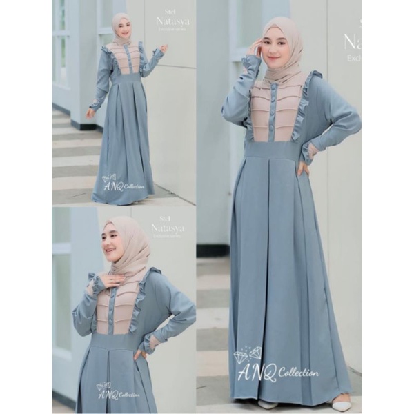 Natasya dress tifany premium original by anq collection / gamis natnat by anq