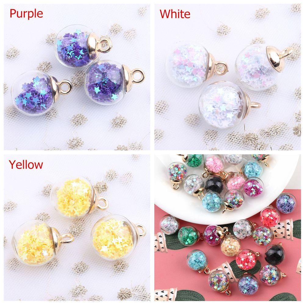 WONDER 20pcs Manik-Manik Kaca Transparan Dekorasi Natal Xmas Aksesoris Perhiasan Liontin Beads Cord Locks Gelang Anting Kristal