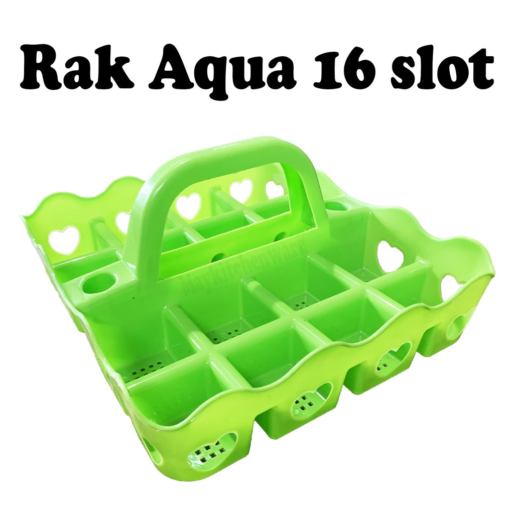 Jual Rak Aqua Gelas Plastik 16 Lubang Slot Tempat Penyimpanan Air Minum Meja Minuman Minimalis 4784