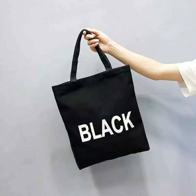 [BLACK]TOTEBAG PAKAI RESLETING TOTE BAG WANITA K-POP MURAH KARAKTER  BLACK