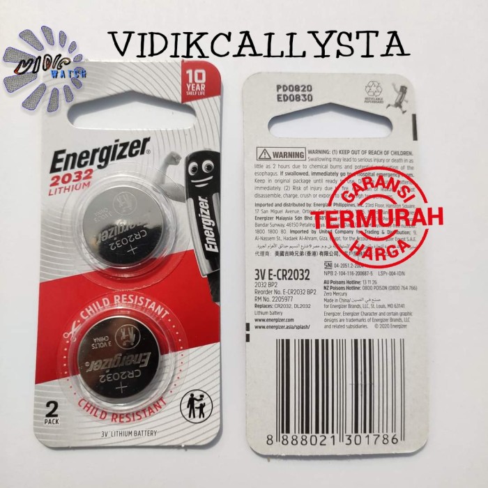 Asli Batu Baterai batrei Lithium Energizer cr2032 cr 2032 Cr-2032 ORI