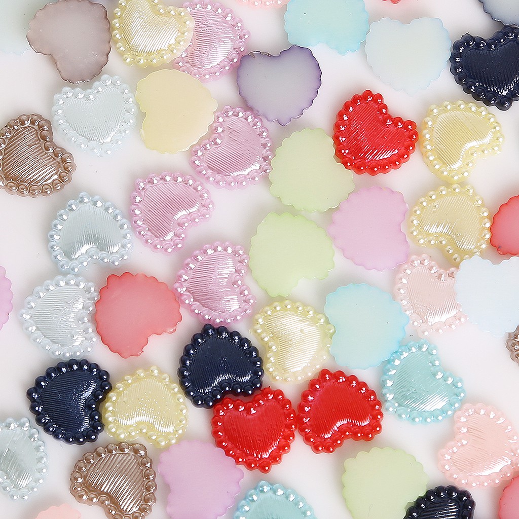 50/300 pcs 3-14 mm Random Mixed Color ABS Imitation Pearl Plastic Half Pearl Flatback Heart Beads For DIY Bracelets Headwear Jewelry Findings Flatback Heart Shape Imitation Pearls Loose Beads For DIY Scrapbook Decoration Craft Making