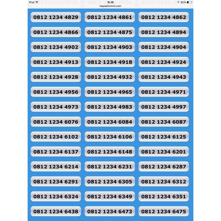 NOMOR CANTIK SIMPATI 0812 1234 XXXX