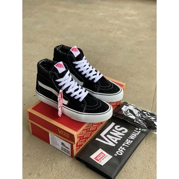 SEPATU VANS SK8 HIGH BLACK WHITE PREMIUM CHINA,SEPATU PRIA BERKWALITAS PREMIUM  IMPORT.