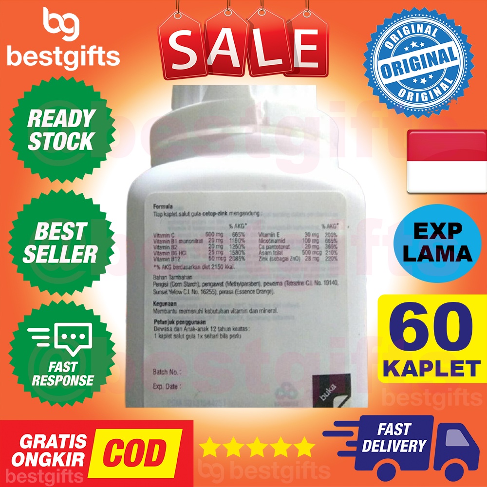 HEALTH CARE CETOP ZINK MULTIVITAMIN MULTI VITAMIN ZINC PICOLINATE C KEKEBALAN IMUN TUBUH 60 KAPLET