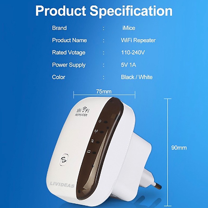 WiFi Repeater Penguat Sinyal Wifi 300Mbps Wireless WiFi Signal Range Extender