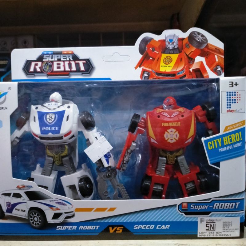 mainan super robot vs speed robot /mainan robot bisa tranform menjadi mobil polisi